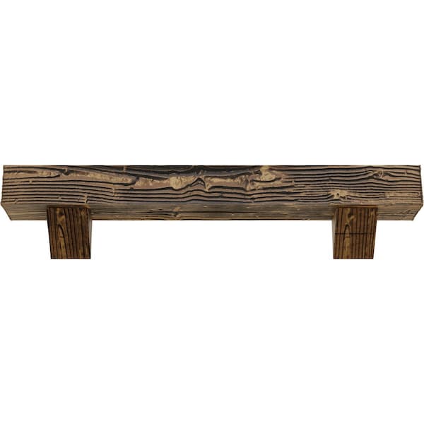 Sandblasted Faux Wood Fireplace ManteL W/Breckinridge Corbels, NaturaL Golden Oak, 6Hx10Dx60W